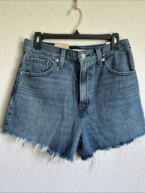 Levi's Blue Denim Cutoff Shorts with Frayed Hem